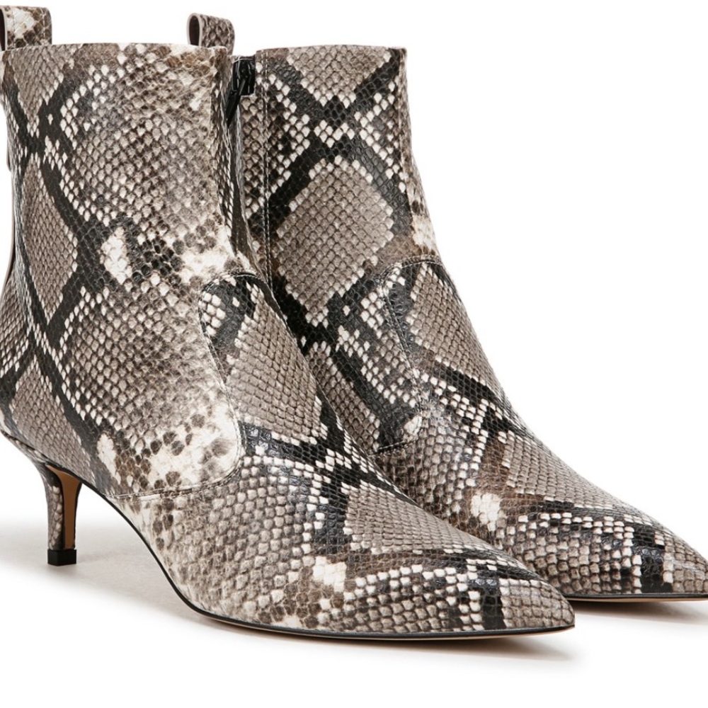 Franco Sarto Gray and Black Ankle Boots with Snake Print